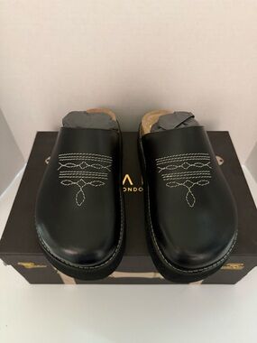 ASOS Black Leather Slip-On Mules with Contrast Stitching